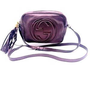 Auth Gucci Metallic Purple SoHo Disco Crossbody Bag Preloved Purse Handbag
